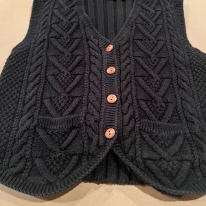 Vintage Elegant Black Cable Knit Cardigan Vest By Lizwear Cottage 90’s Medium
